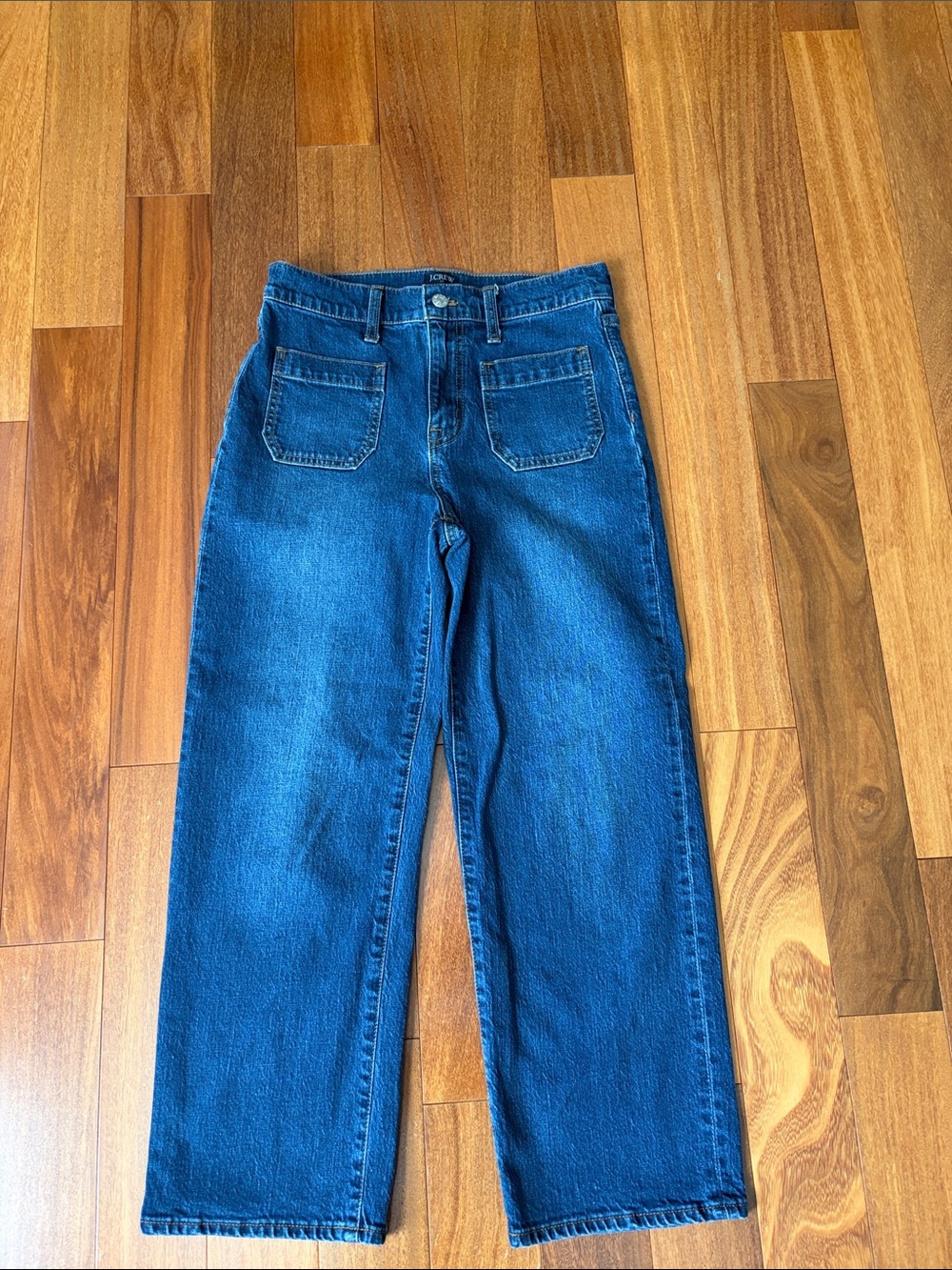 J. Crew Factory Women's Cropped Straight Jeans in Blue Denim